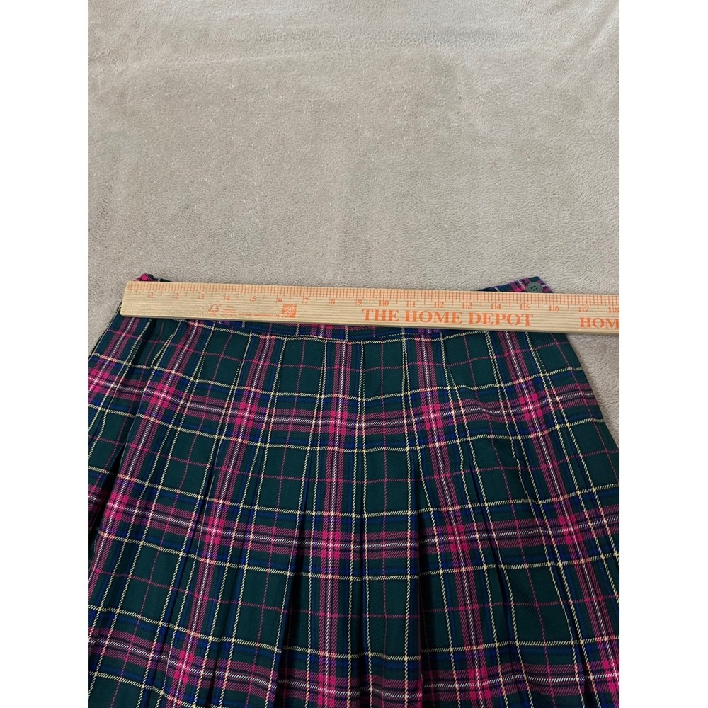 Vtg Pendleton Wool Skirt Suit Set Women 16 Green Pink Plaid Blazer Pleated Skirt - Picture 16 of 16